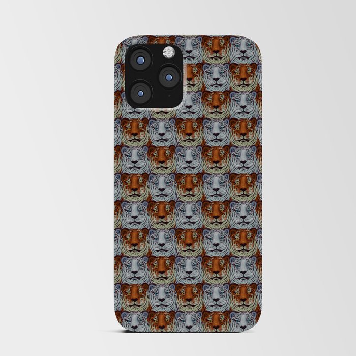 white and brown tigers heads in seamless pattern iPhone Card Case