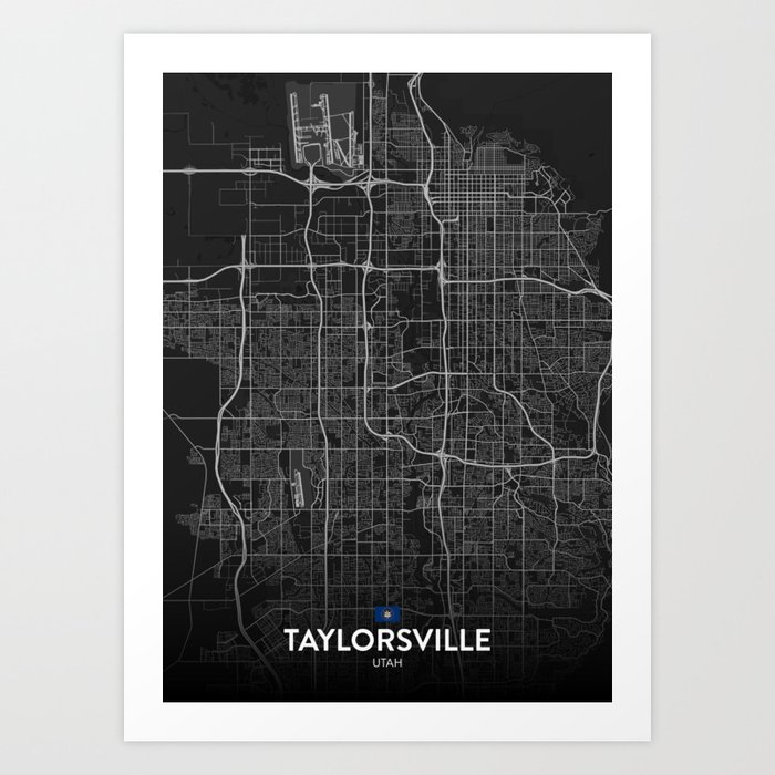 Taylorsville, Utah, United States - Dark City Map Art Print