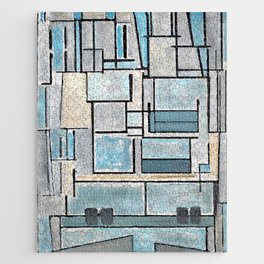 Piet Mondrian (Dutch, 1872-1944) - Title: Composition No. VI Compositie 9 BLUE FAÇADE - Date: 1914 - Style: De Stijl (Neoplasticism), Cubism - Genre: Abstract - Medium: Oil on canvas - Digitally Enhanced Version (2000 dpi) - Jigsaw Puzzle