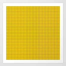 Yellow Grid Black Line Art Print