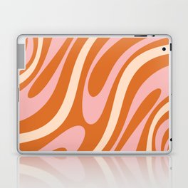 Wavy Loops Abstract Pattern in Retro Orange Pink Cream Laptop Skin