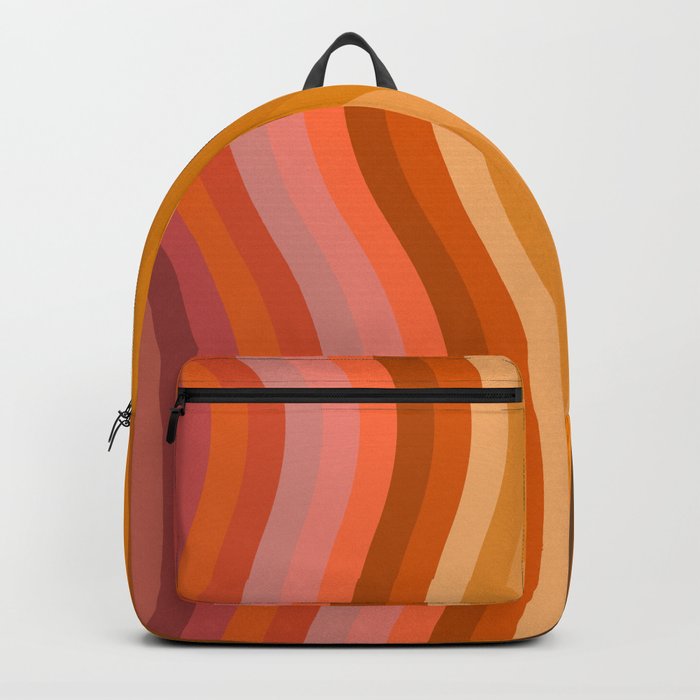 Groovy Wavy Lines in Retro 70s Colors Backpack