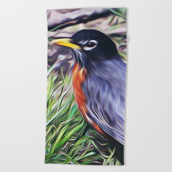 Red Breast Beach Towel