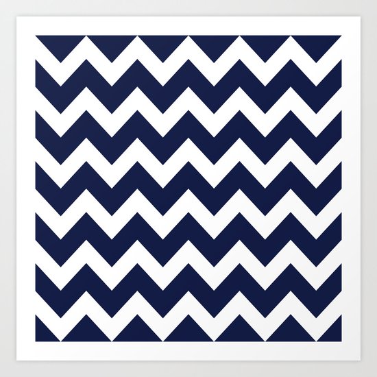 Chevron Navy Blue Art Print