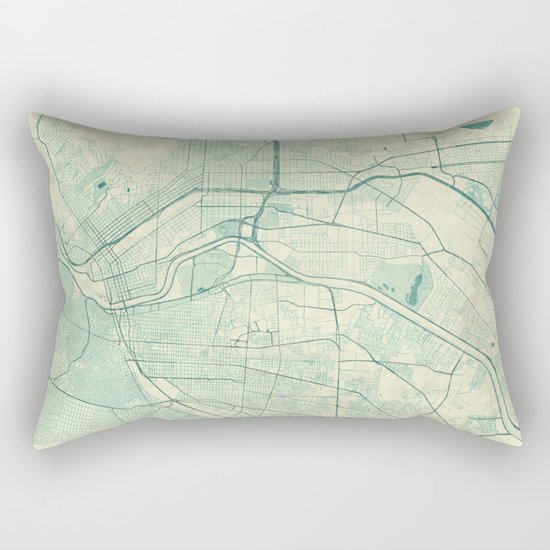 El Paso Map Blue Vintage Rectangular Pillow