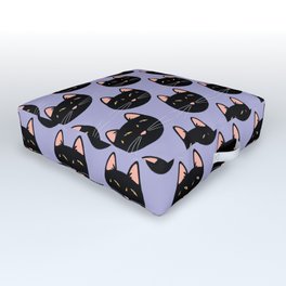 Black Cats on Lilac Outdoor Floor Cushion