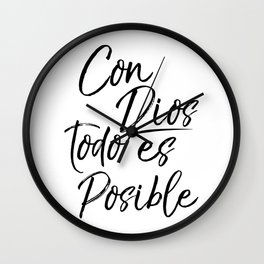 Copy of Con Dios Todo Es Posible Christian Woman Spanish Biblia Paz Wall Clock