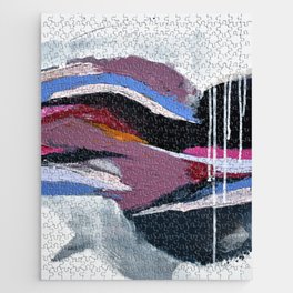 Ebb and Flow:  vibrant, minimal abstract piece in various colors by Alyssa Hamilton Art Jigsaw Puzzle