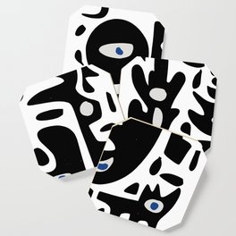 Minimal African Art Black and White Pattern Abstract  Coaster