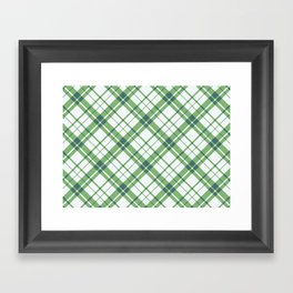 Green diagonal gingham checked Framed Art Print