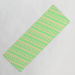 [ Thumbnail: Green and Pale Goldenrod Colored Lines/Stripes Pattern Yoga Mat ]