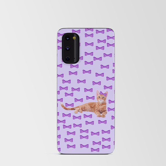 Ginger Cat with Purple Bow Pattern Android Card Case