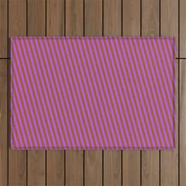 [ Thumbnail: Sienna & Orchid Colored Pattern of Stripes Outdoor Rug ]