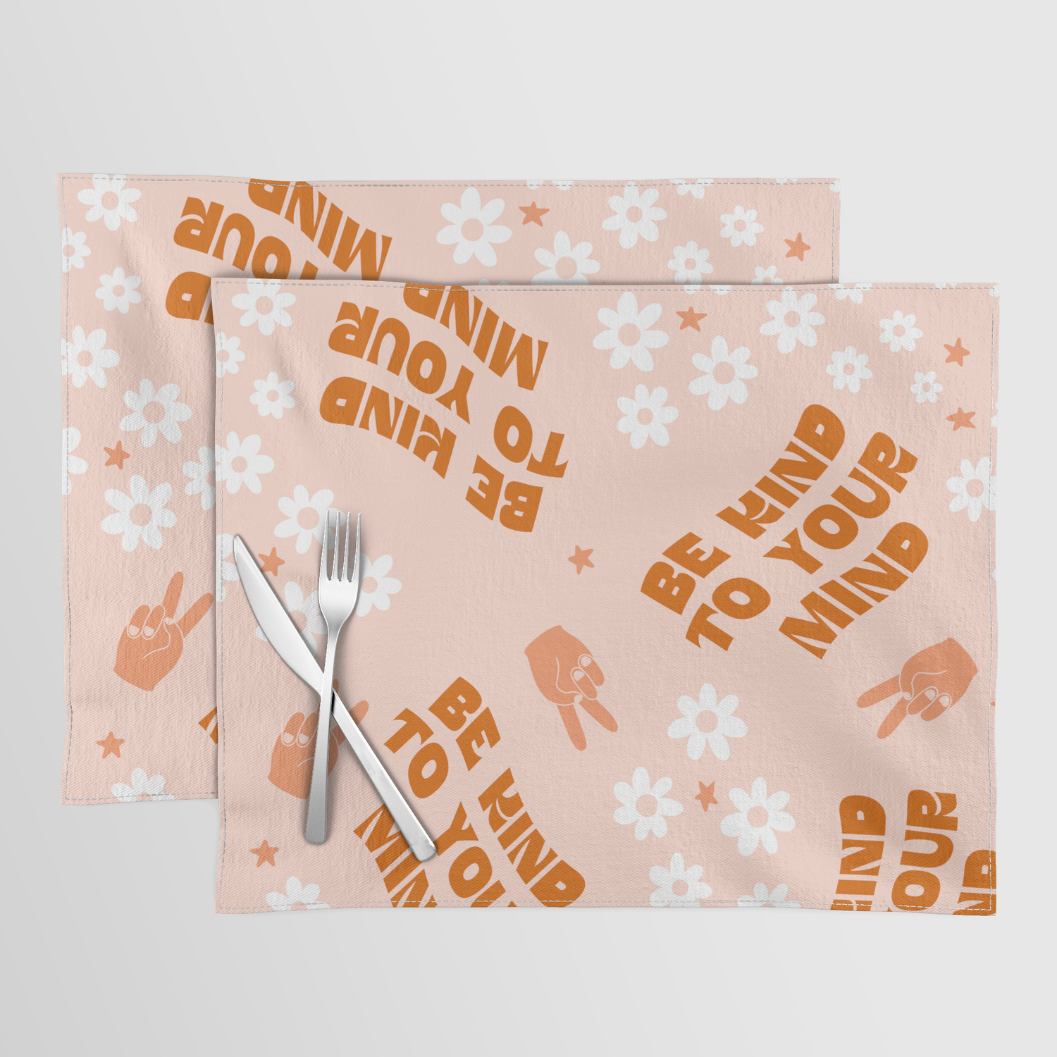 Grondig Avonturier Editie Be Kind To Your Mind Mental Health Pattern Placemat by camila | Society6