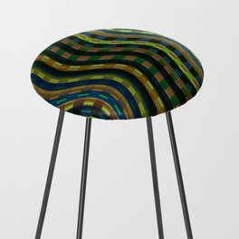 Green Wave Abstract Pattern Counter Stool