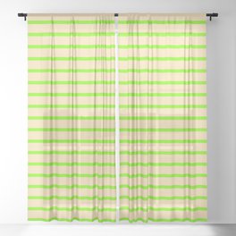 [ Thumbnail: Green and Beige Colored Lines/Stripes Pattern Sheer Curtain ]