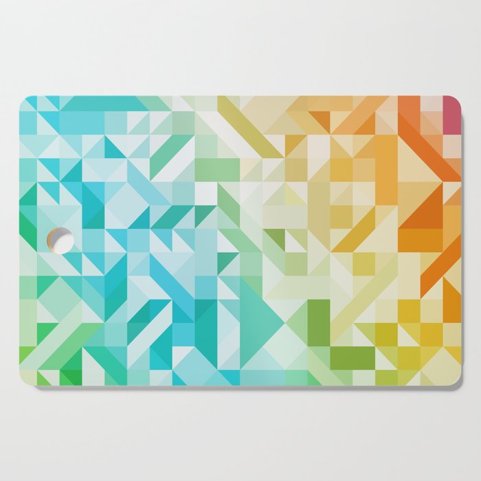 Colorful Geometric Pattern Saturated Rainbow Pattern Design (Red Pink Orange Yellow Green Blue) Cutting Board