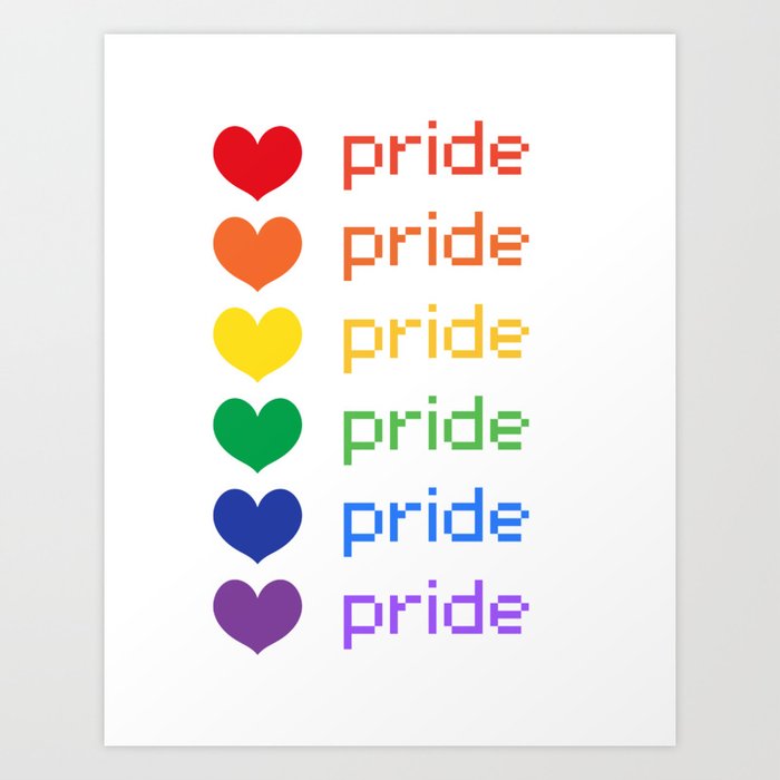Pride Rainbow Hearts Art Print