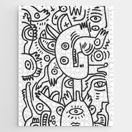 Black and White Graffiti Cool Funny Creatures Jigsaw Puzzle