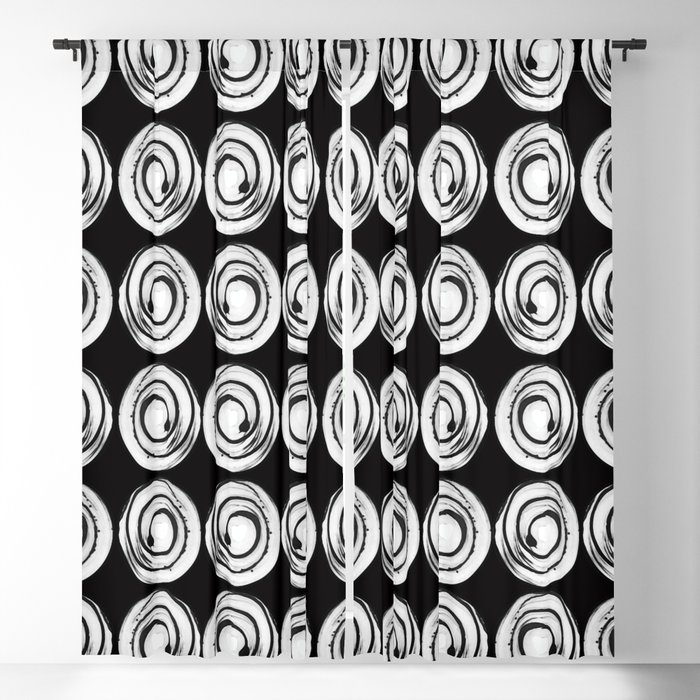 Circle design in black and white Number  9 Blackout Curtain