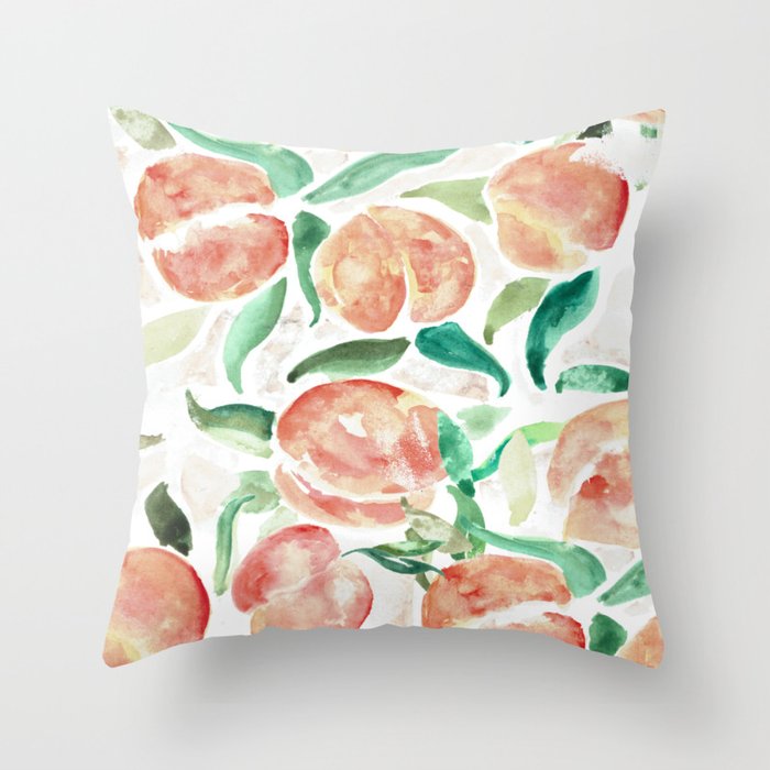 Watercolor Peaches Throw Pillow