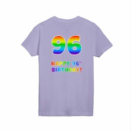 [ Thumbnail: HAPPY 96TH BIRTHDAY - Multicolored Rainbow Spectrum Gradient Kids T Shirt Kids T-Shirt ]