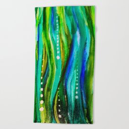 Sea Grass Alcohol Ink Painting Beach Towel