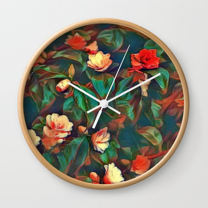 Red Rose Flower  Wall Clock