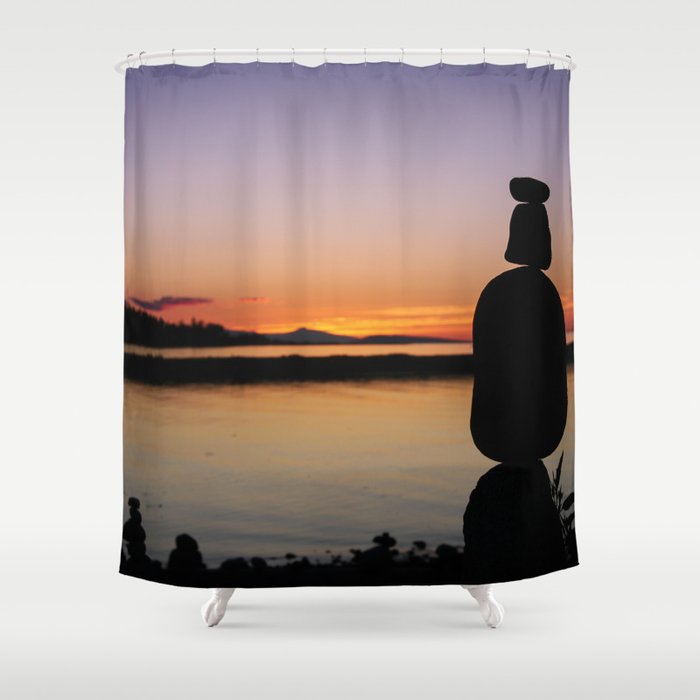 Inukshuk Sunset Silhouette  Shower Curtain