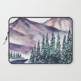 Winter Landscape With Mountain And Pine Trees Watercolor Laptop Sleeve