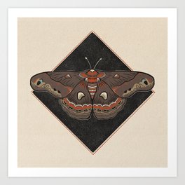 Moth Vintage Style Illustration Art Print | Witchy, Species, Beige, Witch, Book, Red, Print, Curated, Illustration, Magic 