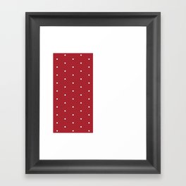 White Polka Dots Lace Vertical Split on Christmas Dark Red Framed Art Print