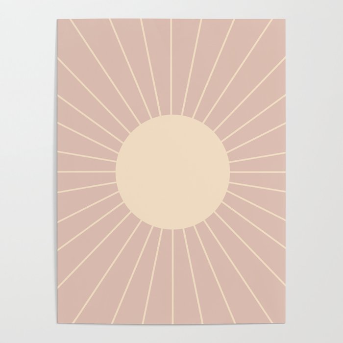 Minimal Sunrays - Neutral Pink Poster