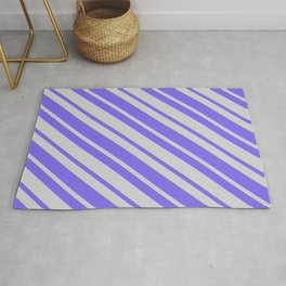 [ Thumbnail: Light Gray & Medium Slate Blue Colored Stripes Pattern Rug ]