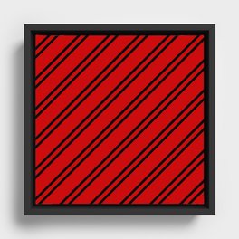 Red and Black Diagonal lines pattern Framed Canvas