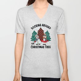 Rocking around the christmas tree snowmen xmas V Neck T Shirt