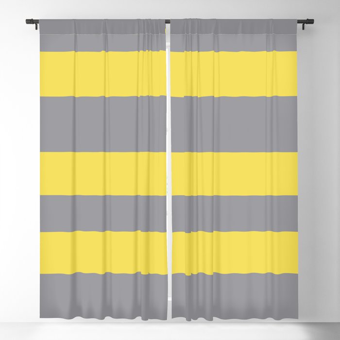 Hand Drawn Fat Horizontal Line Pattern Pantone 2021 Color Of The Year Illuminating and Ultimate Gray  Blackout Curtain
