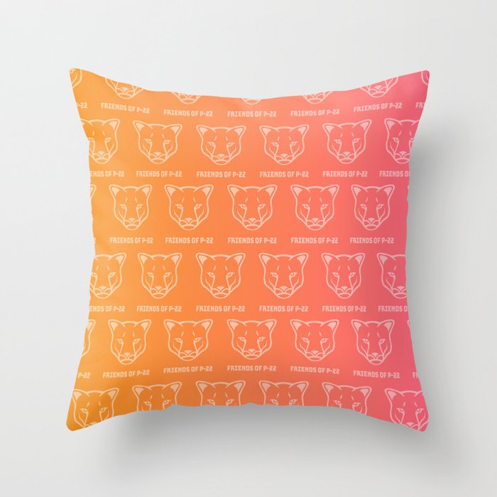 P22 Mountain Lion Pink & Orange Wrapping Paper Throw Pillow