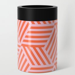 Geometric Coral and Pink Pattern Can Cooler