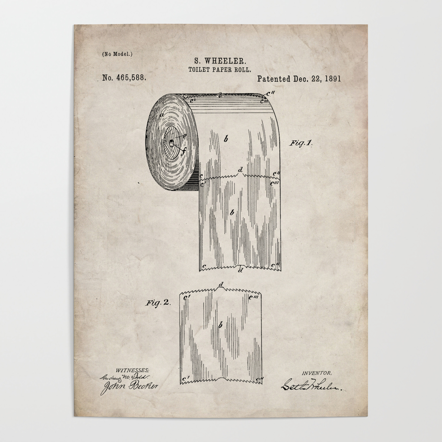 Toilet Paper Patent Bathroom Art Antique Poster By Patentpress Society6