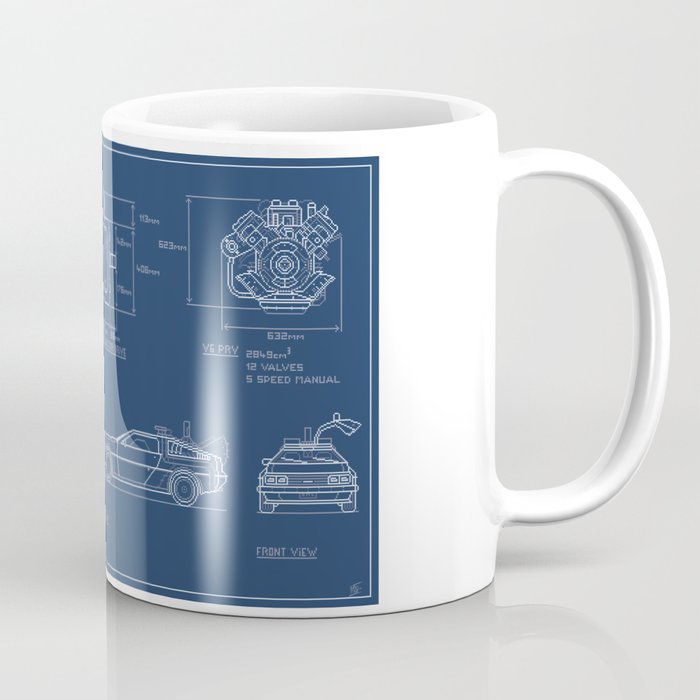 DMC DeLorean Blueprint Coffee Mug