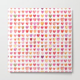 Hearts of Love / Corazones de Amor Metal Print | Boho, Mini, Pink, Valentines, Couple, Red, Painting, Ink, Pop Art, Pattern 