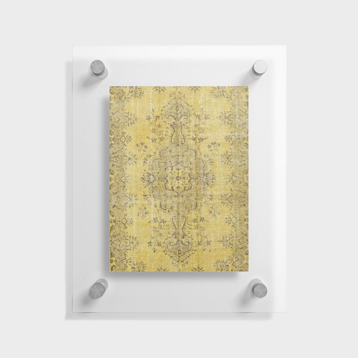 Oriental retro yellow carpet Floating Acrylic Print