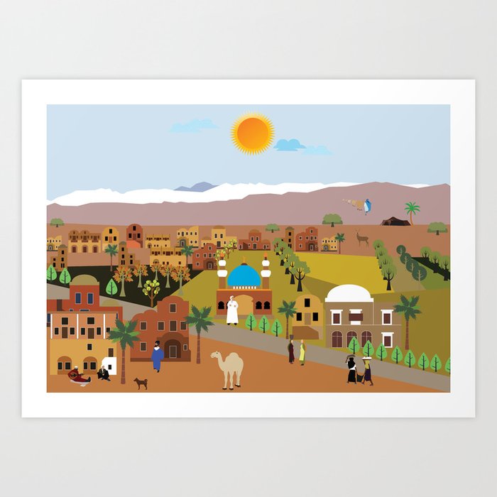 Peaceful Arab village In the desert Art Print