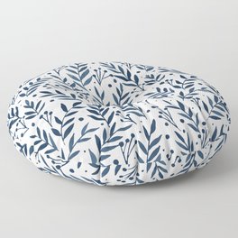 Festive watercolor branches - indigo Floor Pillow