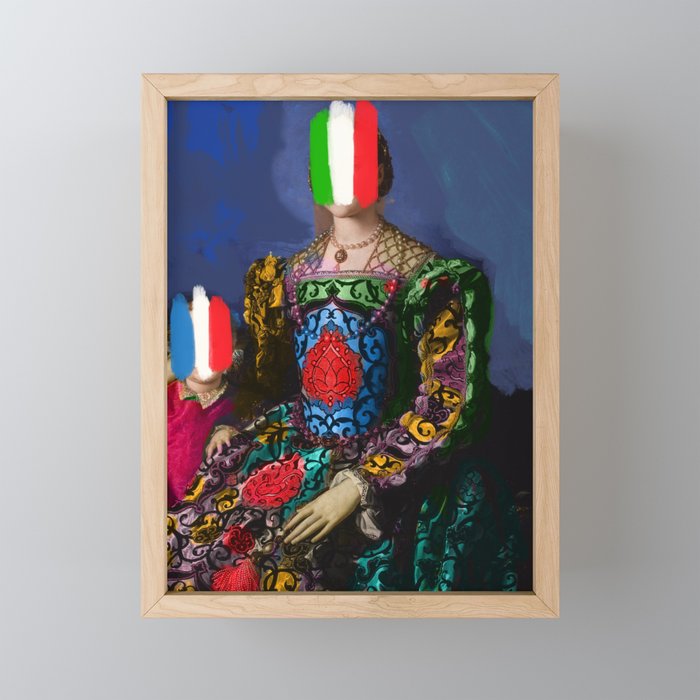 French Italian Pop Remix of Classical Painting of Bronzino Framed Mini Art Print