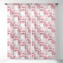 Cute Valentines Day Heart Gnome Lover Sheer Curtain