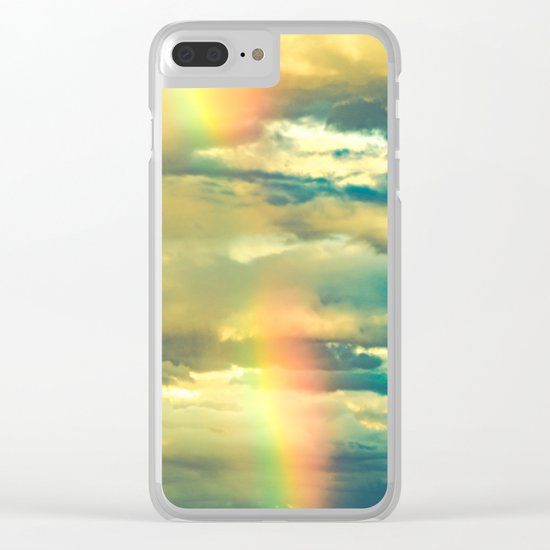 Rainbow Blue Sky Clouds Clear iPhone Case