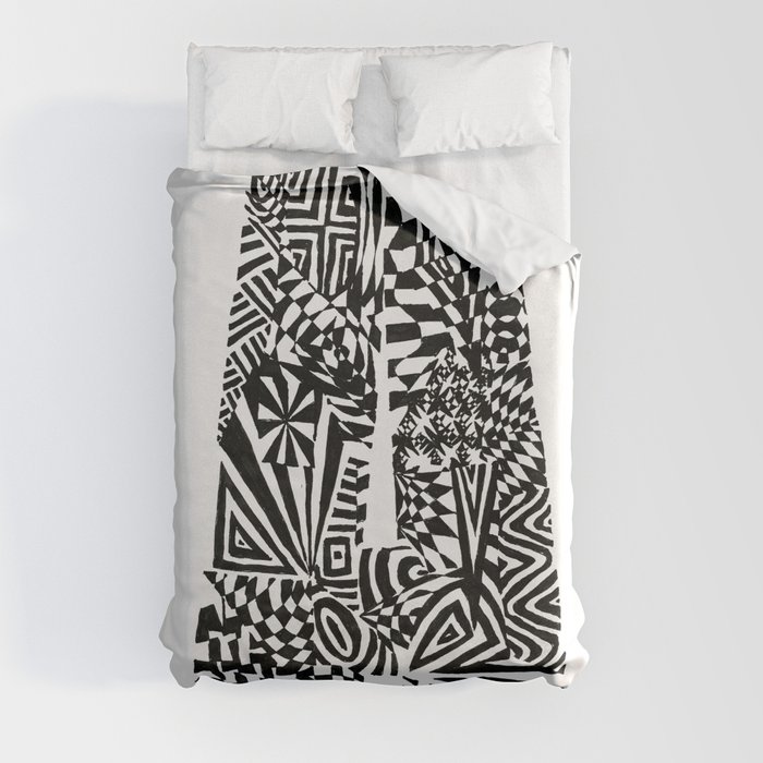 Alphabet Letter A Impact Bold Abstract Pattern (ink drawing) Duvet Cover