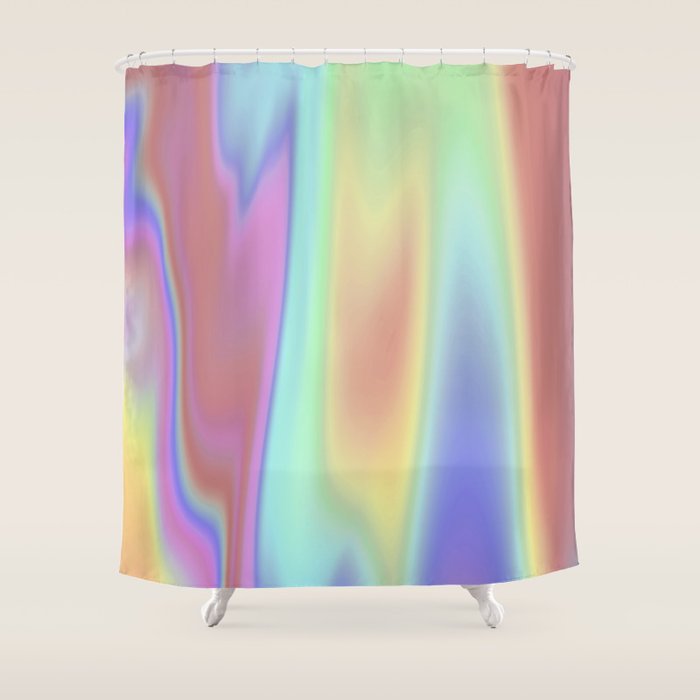 Iridescent Holographic Abstract Colorful Pattern Shower Curtain by